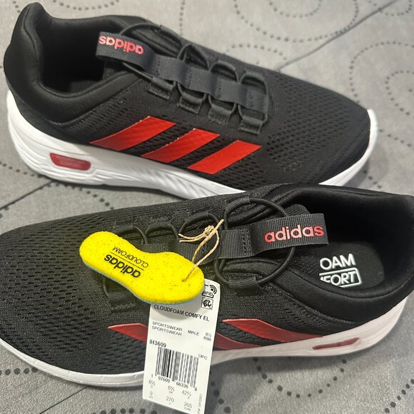 ADIDAS RUNNING TENISS BLACK RED & WHITE SHOES SIZE 9 MEN NEW NO BOX $$$ main image 4